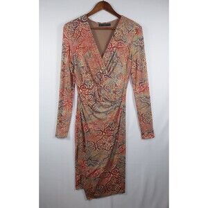 Peruvian Connection Safi Faux Wrap Dress Tribal Paisley Rayon Blend Size Small